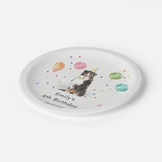 ベルネーズマウンテンパピードッグ子供の誕生日パーティー ペーパープレート (アングル)