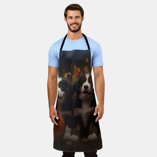 ベルネーズマウンテンパピー秋デライトカボチャ エプロン (着用した状態)