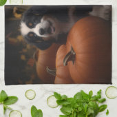 ベルネーズマウンテンパピー秋デライトカボチャ キッチンタオル (折り畳み)