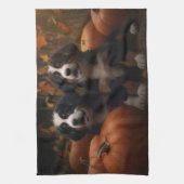 ベルネーズマウンテンパピー秋デライトカボチャ キッチンタオル (縦)