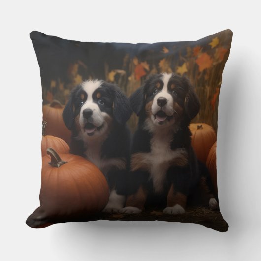 ベルネーズマウンテンパピー秋デライトカボチャ クッション (正面)