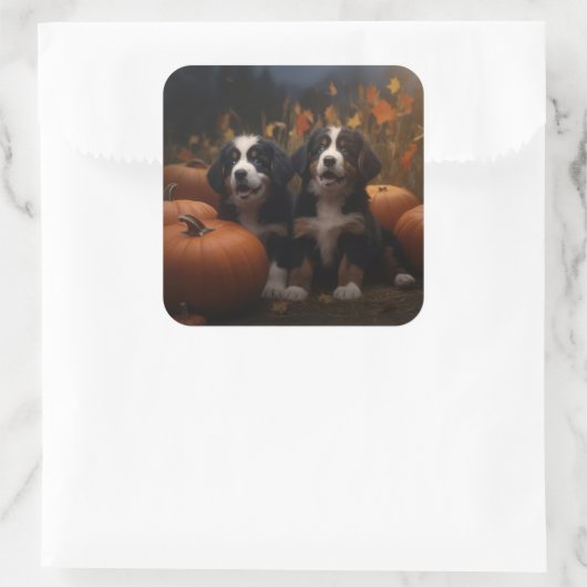 ベルネーズマウンテンパピー秋デライトカボチャ スクエアシール (バッグ)