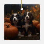 ベルネーズマウンテンパピー秋デライトカボチャ セラミックオーナメント (裏面)