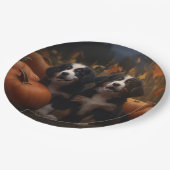 ベルネーズマウンテンパピー秋デライトカボチャ ペーパープレート (アングル)