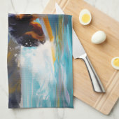 ベルネーズマウンテンビーチサーフィン絵を描ズ キッチンタオル (四つ折り)