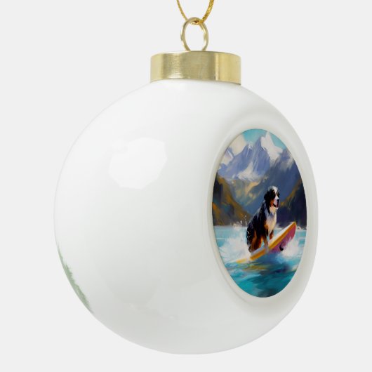 ベルネーズマウンテンビーチサーフィン絵を描ズ セラミックボールオーナメント (左)