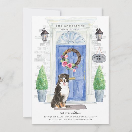 ベルネーズマウンテンフロントドアの移動告知 招待状 (正面)