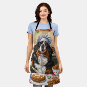 ベルネーズマウンテンホリデーベーキング:フェスティバルクリスマス エプロン (着用した状態)