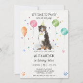 ベルネーズマウンテンポーティパピー誕生日ピンク 招待状 (正面)