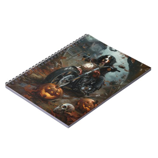 ベルネーズマウンテンライディングオートバイハロウィーン怖い ノートブック (左側)