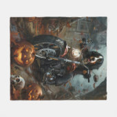 ベルネーズマウンテンライディングオートバイハロウィーン怖い フリースブランケット (正面(横))