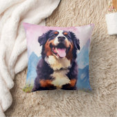 ベルネーズマウンテン犬のカラフル水のカラーのアートワーク クッション (ブランケット)