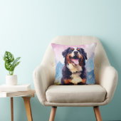 ベルネーズマウンテン犬のカラフル水のカラーのアートワーク クッション (椅子)