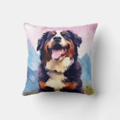 ベルネーズマウンテン犬のカラフル水のカラーのアートワーク クッション (裏面)