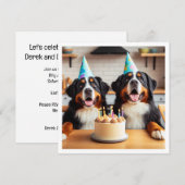 ベルネーズマウンテン犬の招待、犬の誕生日 招待状 (正面/裏面)