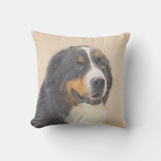 ベルネーズマウンテン絵画ドッグのオリジナル- Bernese Mountain Dog Art アウトドアクッション (正面)