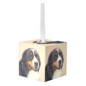 ベルネーズマウンテン絵画ドッグのオリジナル- Bernese Mountain Dog Art キューブオーナメント (裏面アングル)