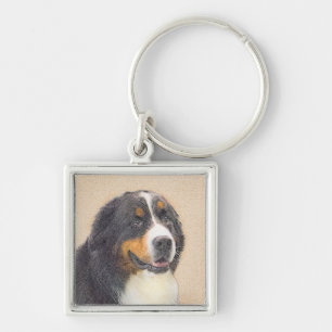 ベルネーズマウンテン絵画ドッグのオリジナル- Bernese Mountain Dog Art キーホルダー
