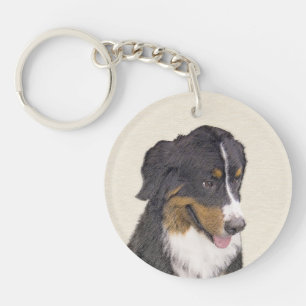 ベルネーズマウンテン絵画ドッグのオリジナル- Bernese Mountain Dog Art キーホルダー