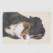 ベルネーズマウンテン絵画ドッグのオリジナル- Bernese Mountain Dog Art ゴルフタオル (横)
