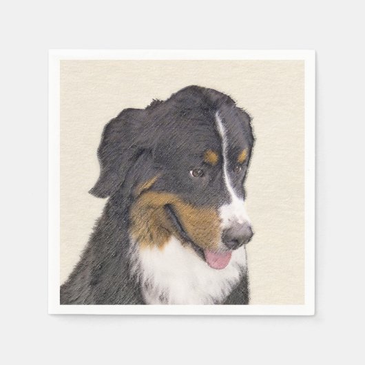 ベルネーズマウンテン絵画ドッグのオリジナル- Bernese Mountain Dog Art スタンダードカクテルナプキン (正面)