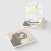 ベルネーズマウンテン絵画ドッグのオリジナル- Bernese Mountain Dog Art ストーンコースター (横)