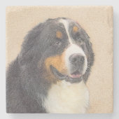 ベルネーズマウンテン絵画ドッグのオリジナル- Bernese Mountain Dog Art ストーンコースター (正面)