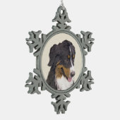 ベルネーズマウンテン絵画ドッグのオリジナル- Bernese Mountain Dog Art スノーフレークピューターオーナメント (左)