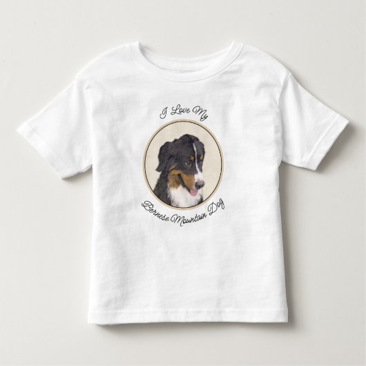 ベルネーズマウンテン絵画ドッグのオリジナル- Bernese Mountain Dog Art トドラーTシャツ (正面)
