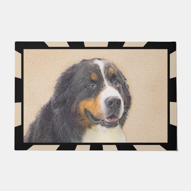 ベルネーズマウンテン絵画ドッグのオリジナル- Bernese Mountain Dog Art ドアマット (正面)