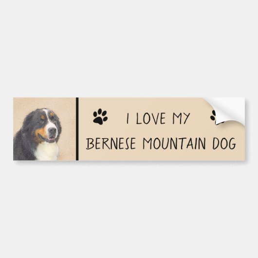ベルネーズマウンテン絵画ドッグのオリジナル- Bernese Mountain Dog Art バンパーステッカー (正面)