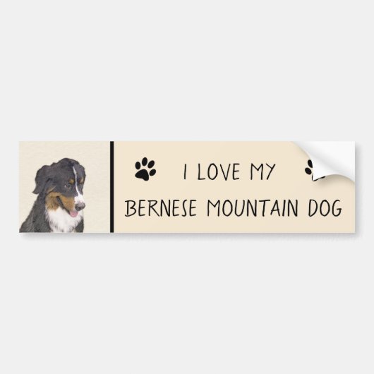 ベルネーズマウンテン絵画ドッグのオリジナル- Bernese Mountain Dog Art バンパーステッカー (正面)