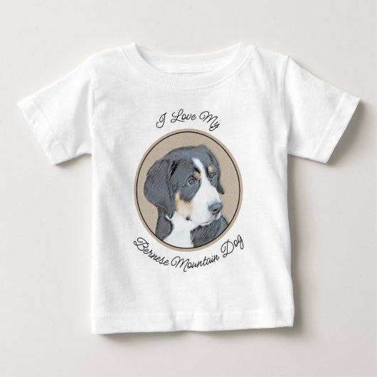ベルネーズマウンテン絵画ドッグのオリジナル- Bernese Mountain Dog Art ベビーTシャツ (正面)