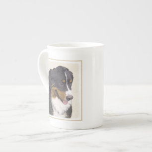 ベルネーズマウンテン絵画ドッグのオリジナル- Bernese Mountain Dog Art ボーンチャイナマグカップ