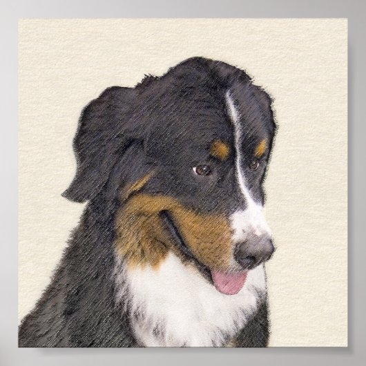 ベルネーズマウンテン絵画ドッグのオリジナル- Bernese Mountain Dog Art ポスター (正面)