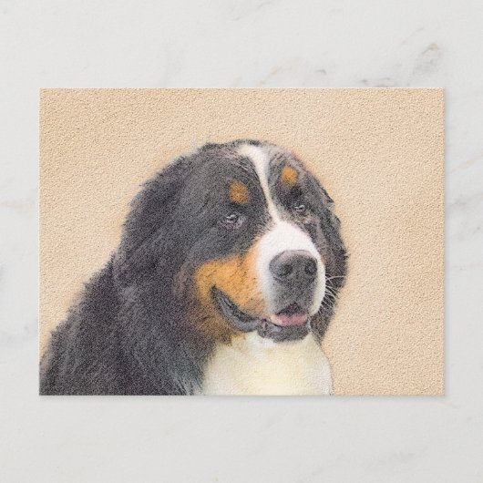 ベルネーズマウンテン絵画ドッグのオリジナル- Bernese Mountain Dog Art ポストカード (正面)