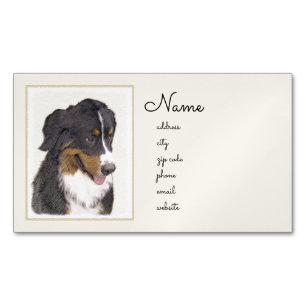 ベルネーズマウンテン絵画ドッグのオリジナル- Bernese Mountain Dog Art マグネット名刺