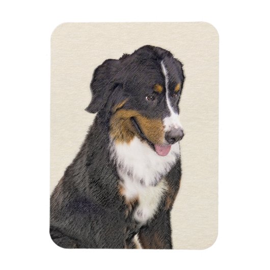 ベルネーズマウンテン絵画ドッグのオリジナル- Bernese Mountain Dog Art マグネット (縦)