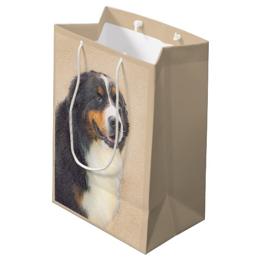 ベルネーズマウンテン絵画ドッグのオリジナル- Bernese Mountain Dog Art ミディアムペーパーバッグ (裏面アングル)