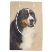 ベルネーズマウンテン絵画ドッグのオリジナル- Bernese Mountain Dog Art ミディアムペーパーバッグ (裏面)