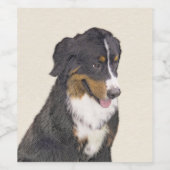 ベルネーズマウンテン絵画ドッグのオリジナル- Bernese Mountain Dog Art ワインラベル (シングルラベル)
