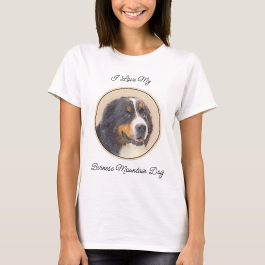 ベルネーズマウンテン絵画ドッグのオリジナル- Bernese Mountain Dog Art Tシャツ (正面)