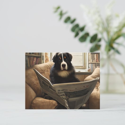 ベルネーズマウン読テン犬の新聞 ポストカード (スタンド正面)