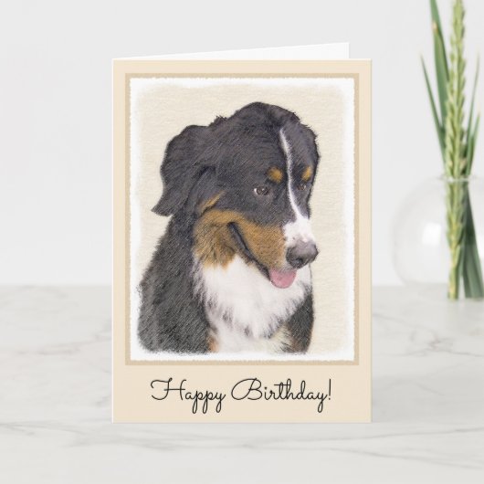 ベルネーズ·マウンテン·ドッグズ絵画·オリジナル·ドッグ·アート カード (正面)