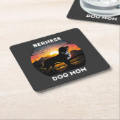 ベルネーゼと朝日ベルネーゼ犬のお母さん スクエアペーパーコースター (アングル)