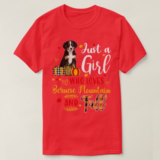ベルネーゼの山と秋・オーを愛する女の子 Tシャツ (デザイン正面)