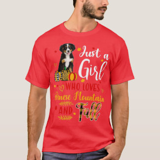 ベルネーゼの山と秋・オーを愛する女の子 Tシャツ