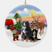 ベルネーゼの山犬と子犬のための治療 セラミックオーナメント (裏面)