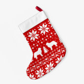 ベルネーゼマウンテンドッグシルエット模様かわいい スモールクリスマスストッキング (裏面 (吊り時))