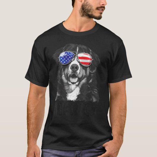 ベルネーゼマウンテンドッグ7月4日メリカ男系 Tシャツ (正面)